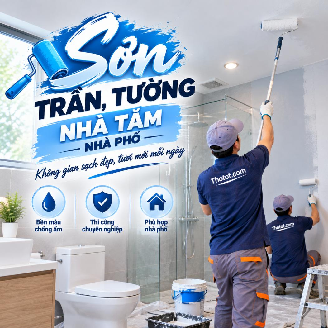 Sơn trần, tường nhà tắm nhà phố
